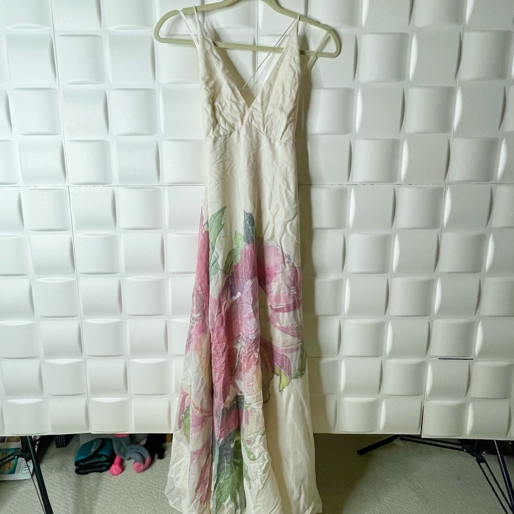 Lulus Zen Garden Cream Floral Print Maxi Dress Size XS new with tags. Vintage - Picture 5 of 12